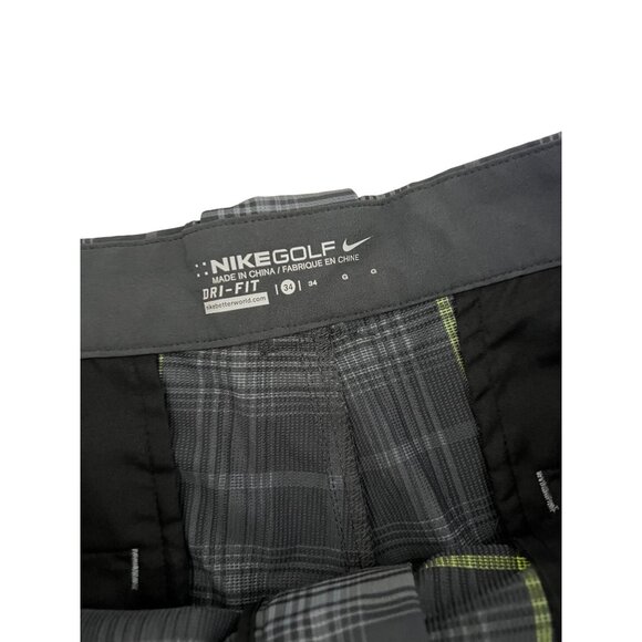 Nike Golf Shorts Flat Front Plaid Grey Men's Size 34 Like New condition No flaws - Picture 3 of 4